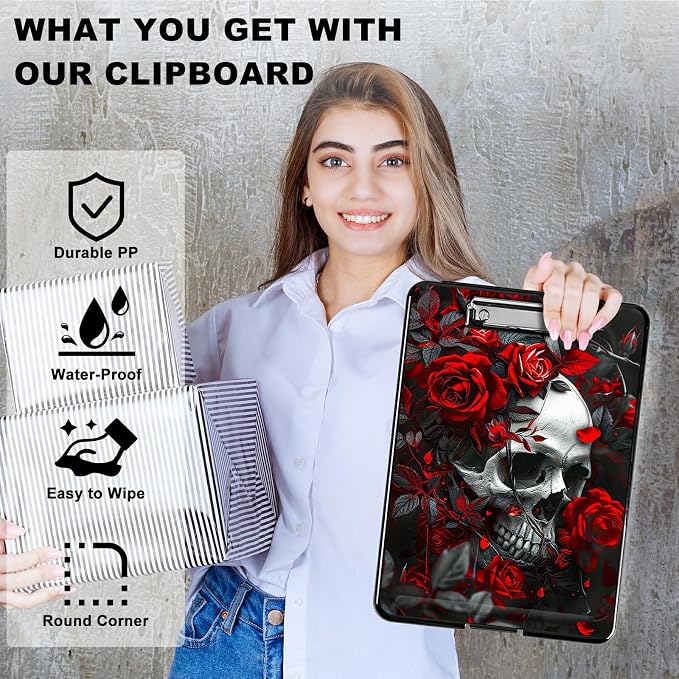Red Rose Skull A4 Clipboard - Image 2