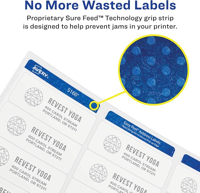 Avery Round Printable Labels, 2.5" Diameter, Matte White, Sure Feed Technology - Image 3