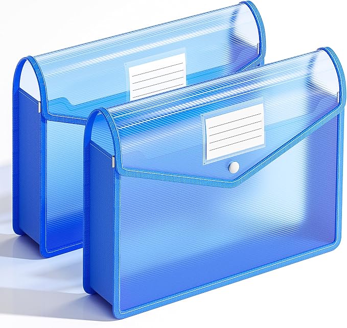 2 Pack Plastic Expanding File Folder, Transparent envelopes by XingDuing