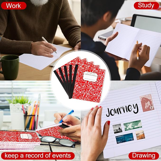 Seajan 20 Pack Composition Notebooks, Wide Ruled Paper, 7-1/2" x 9-3/4" Marble - Image 4