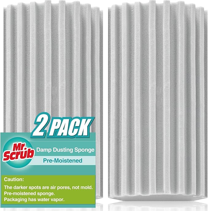 Damp Dusting Sponge Duster, 2 Pack Grey Dust Cleaning Sponge, Reusable by MrScrubCleaninghelpers