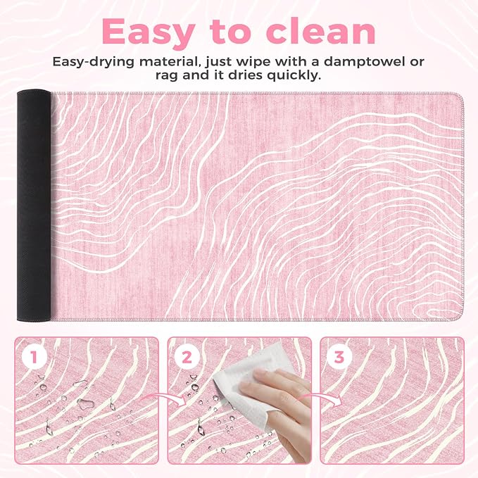 iCasso Large Desk Mat Pink, Big Mouse Pad - Image 6