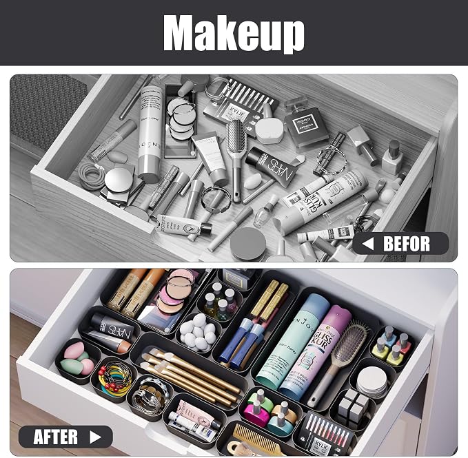 Drawer Organizers Bins 18 PCS for Bathroom Makeup Desk Office | - Image 6