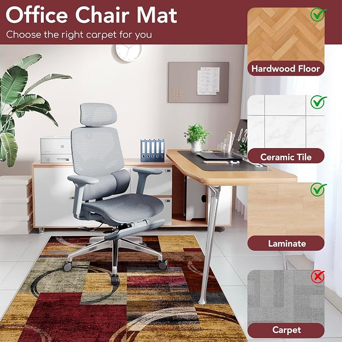 Office Chair Mat for Hardwood Floor&Tile Floor, Under Desk Rug for Rolling - Image 3