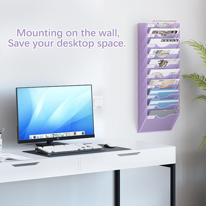 EasyPAG 10 Pocket Mesh Wall File Organizer, Hanging Paper Folder Holder - Image 2