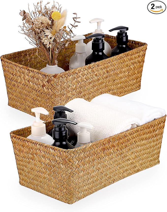 Set of 2 Wicker Storage Baskets by Unknown