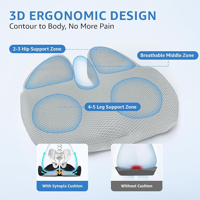 Extra Large Office Chair Cushion, 19" x 17" Ergonomic Memory Foam Seat Cushion for Tailbone, Back, Sciatica & Hip Pain Relief, Booster Pad for Sitting & Driving, Removable Washable Cover, Grey-DeskLoop Office