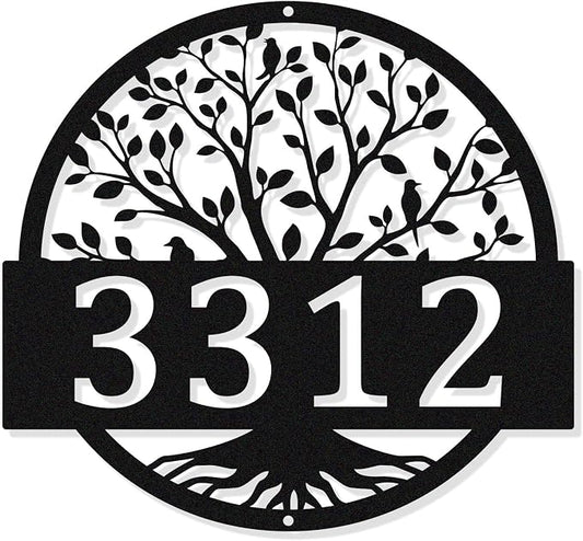 Tree Of Life Metal Wall Art Address Plaque, Custom House Address Plaques Sign by HYTSIGN