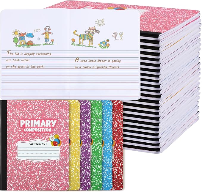 BESARME 24 Pack Primary Composition Notebook Bulk, K-2 Writing Journal Notebooks by BESARME