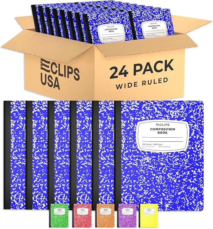 Composition Notebook Wide Ruled Composition Notebooks Bulk Blue Marble Hard by E-CLIPSUSA