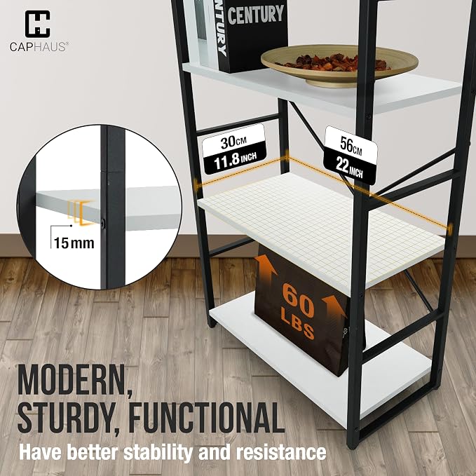 CAPHAUS 5 Tier Bookshelf, 24 Inch Width Free Standing Shelf, Bookcase Shelf - Image 6