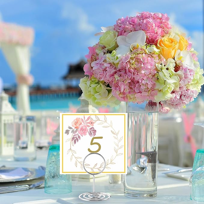 Hoewina 26Pcs Place Card Holder, Table Number Holders, Wire Picture Holder - Image 3