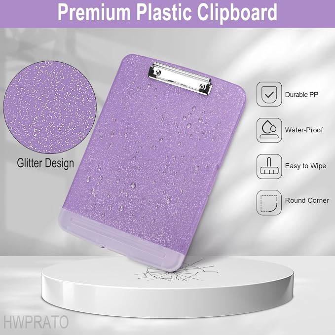 HWPRATO Glitter Clipboard with Storage, Clip Boards 8.5x11 with Pen Holder - Image 7