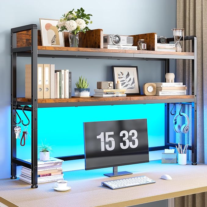 REIBII 2-Tier Desk Shelf with LED by REIBII