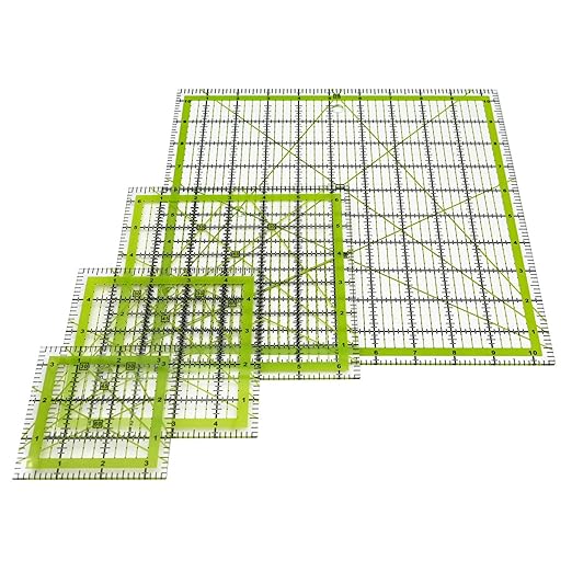 Quilting Rulers, Sewing Ruler, 4 Piece Acrylic Square Quilting Templates by LINXIAO