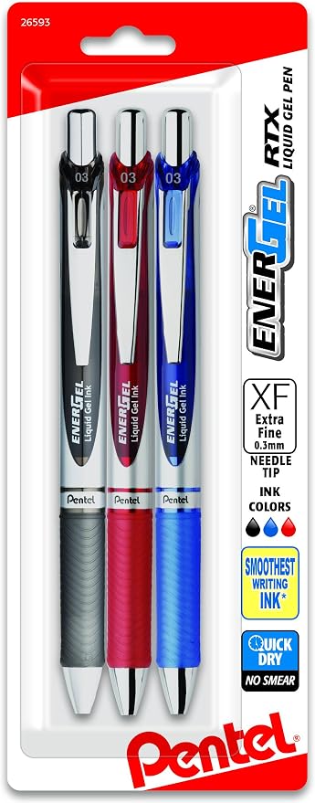 Pentel EnerGel RTX Retractable Liquid Gel Pen, Needle Tip, Extra Fine Line by PentelofAmerica