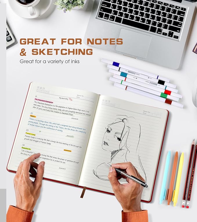 Biuwory Lined Journal Notebook for Women Men, 256 Pages A4 Large Hardcover - Image 5