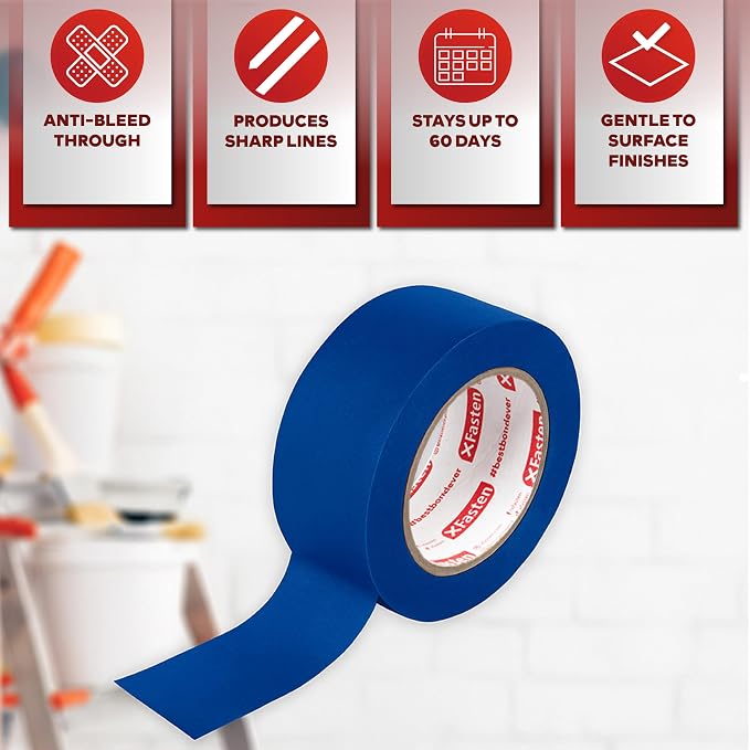 XFasten Professional Blue Painters Tape, Sharp Edge Line Technology, 1.5 Inches - Image 2