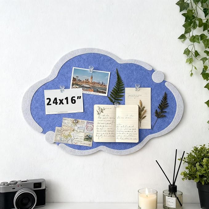 Cute Cloud Felt Board for Wall 24 x 16 Inch, Foldable Vision Board Kit - Image 6