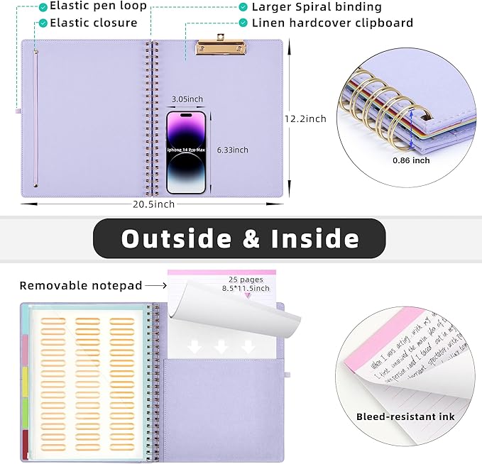 Ospelelf Foldable Spiral Clipboard Folio - Image 3
