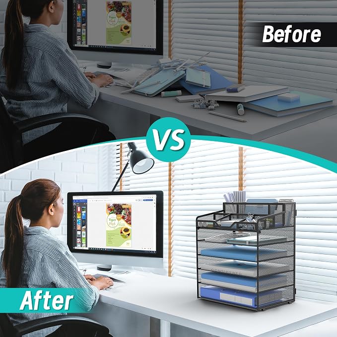 6 Tier Mesh Desk Organizer - Image 3