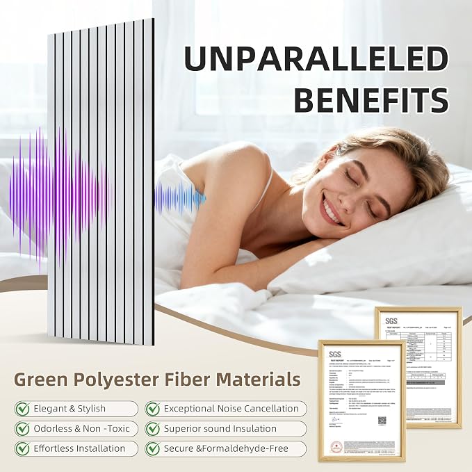 TO-TH Wood-Look Acoustic Panel, 4 Pack 47.2” x 23.6” Soundproof Wall Panels - Image 3