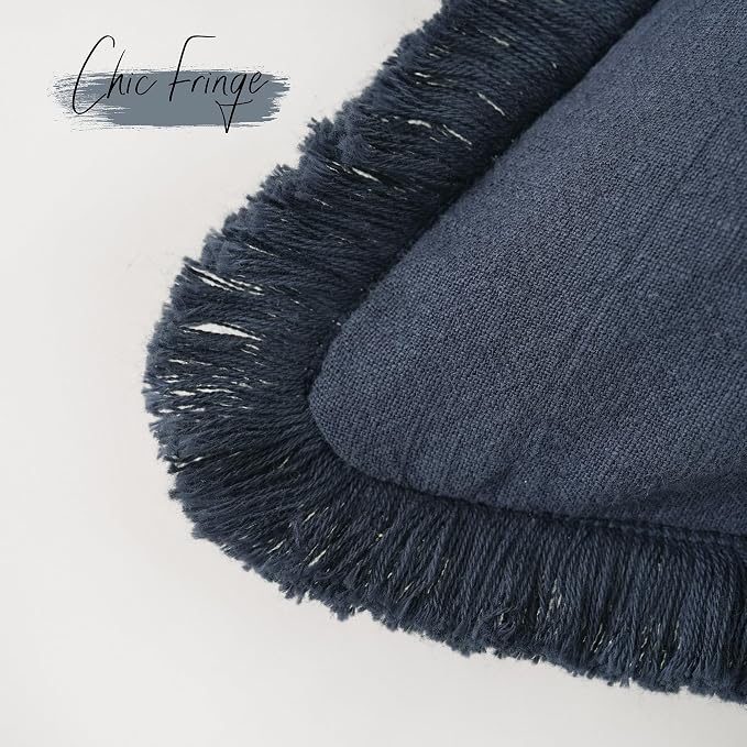 Foindtower Set of 2 Decorative Linen Fringe Throw Pillow Covers Boho Farmhouse - Image 3