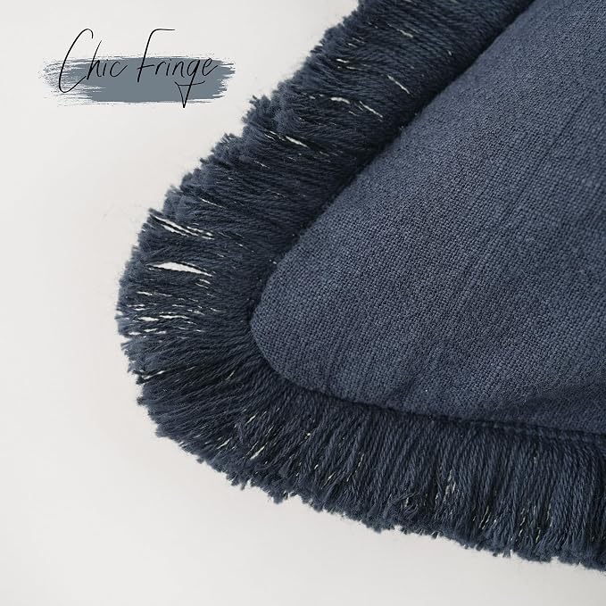Foindtower Set of 2 Decorative Linen Fringe Throw Pillow Covers Cozy Boho - Image 3