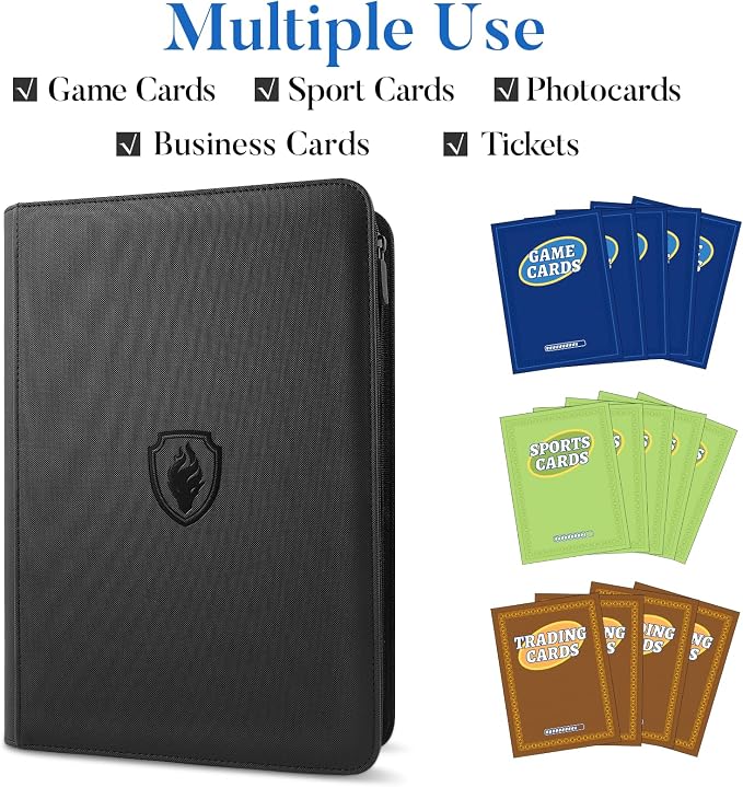 Premium Zip Card Binder, Fabmaker 9 Pocket Trading Card Binder, PU Cover Zipper - Image 3