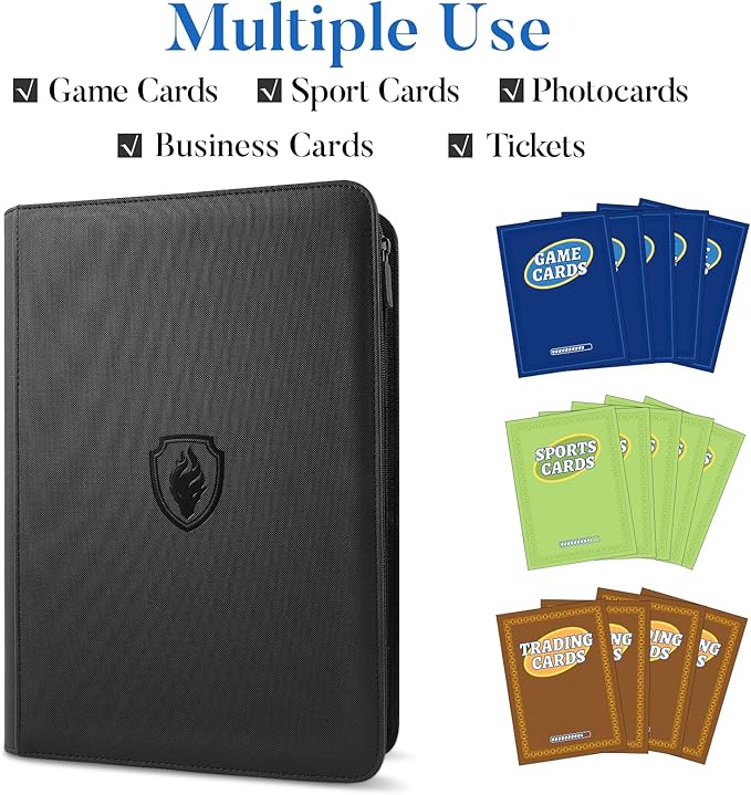 Premium Zip Card Binder, Fabmaker 9 Pocket Trading Card Binder, PU Cover Zipper - Image 3