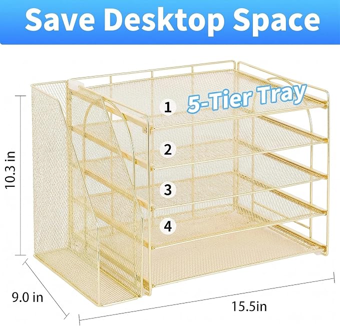 OPNICE Desk Organizer, 5-Tier Paper Organizer Letter Tray - Image 2