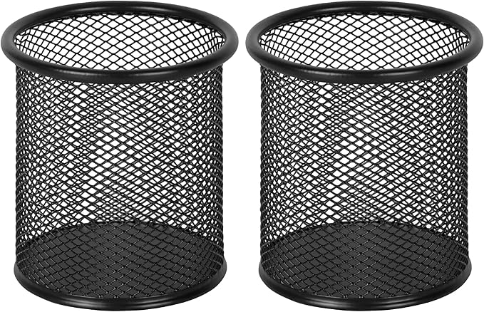 EasyPAG Pencil Holder for Desk, 2 Pack Metal Pen Organizer, Mesh Pencil Cup by EasyPAG