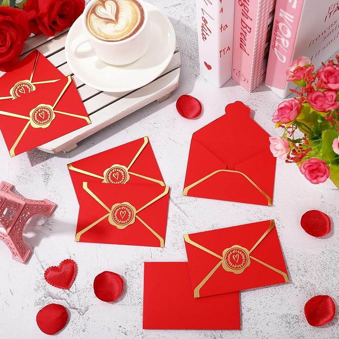 JarThenaAMCS 50Pcs Valentine's Day Red Mini Gift Card Envelopes Bulk Greeting - Image 4