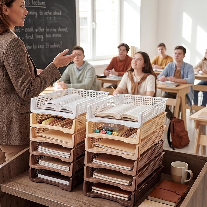 Geetery Set of 6 Turn in Trays Classroom Plastic Trays - Image 6