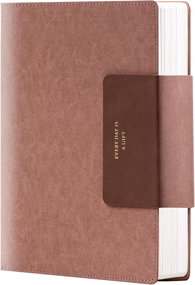 MINICAGIE Lined Leather Journals for Writing A5 Journaling Notebooks with 100 GSM Thick Paper Journal Notebook for Men & Women with Buckle Closure, Work Travel Note Taking Diary, 5.7" x 8.3", Pink-DeskLoop Office