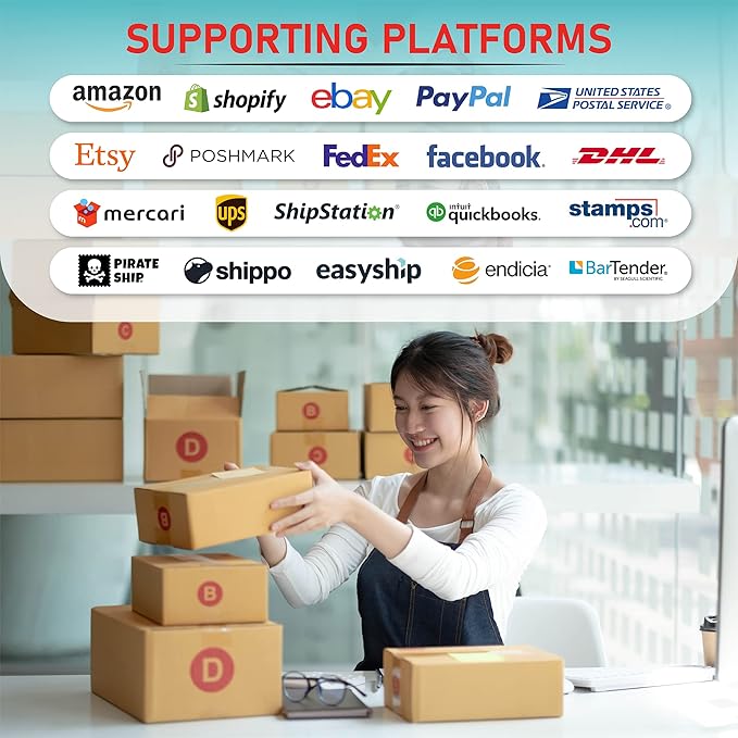 2054K-WF Mini WiFi Wireless Shipping Label Printer for iPhone Windows Mac Chromebook Android Support Amazon Ebay Paypal Shopify Shipstation UPS USPS FedEx Fanfold Direct Label-DeskLoop Office