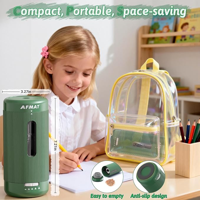 AFMAT Electric Pencil Sharpener, Auto in & Out, 5 Nibs, 7K+ Uses, Fully - Image 6