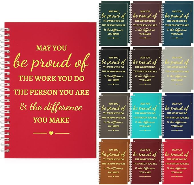 Colarr 24 Pcs A5 Inspirational Spiral Notebook Bulk Appreciation Gift 6x8 Inch Motivational Notepad 100 Page/50sheet Lined College Ruled Journal for Employee Coworker Teacher Nurse (Dark Colors)-DeskLoop Office