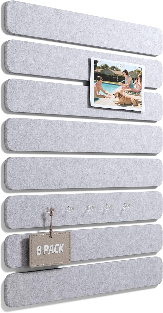 Fluxynara Cork Board Alternative Felt Strip Board 8-Pack 13"x2", Office Pin by FLUXYNARA