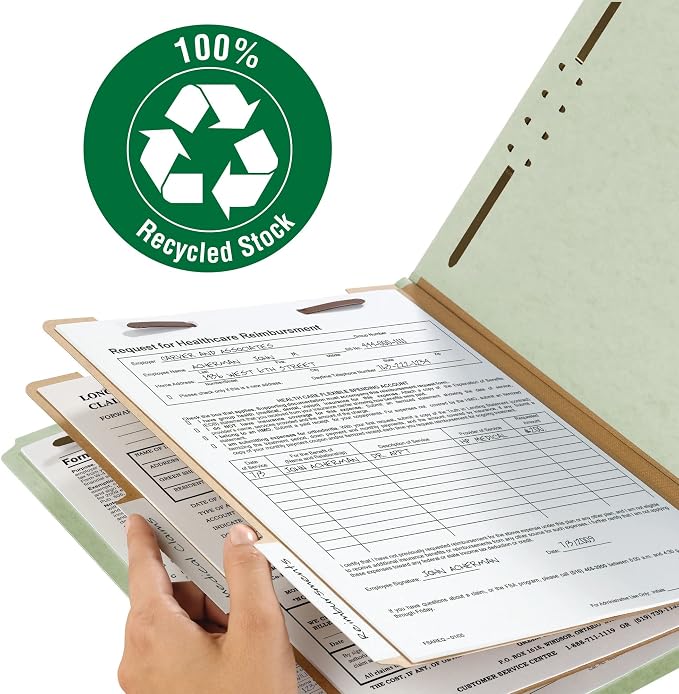 Smead 100% Recycled Pressboard Classification File Folder, 2 Dividers, Legal - Image 3