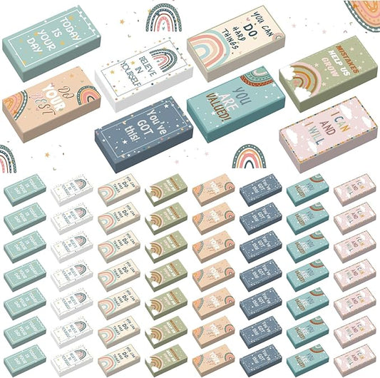 200 Pcs Back to School Inspirational Erasers Bulk Gifts Boho Everyone is Welcome Classroom Decor Fun Rainbow Motivational Pencil Erasers for Classroom Office Teacher Artists Prize Reward-DeskLoop Office