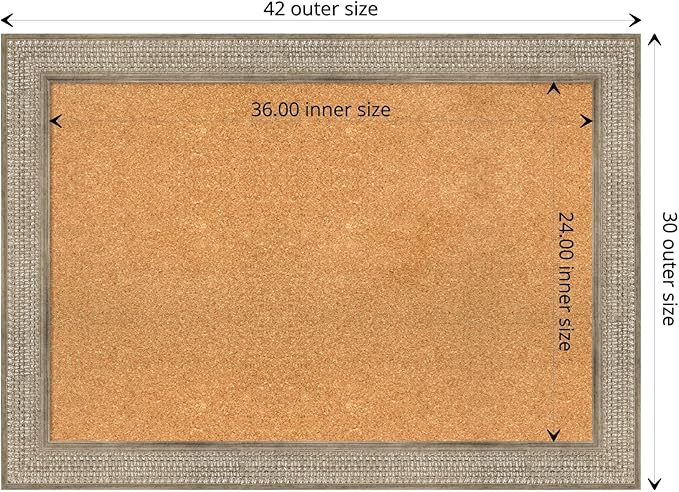 Amanti Art Natural Cork Board for Wall, 30x42 Vision Board with Silver Wood Frame, Large Corkboard Office Decor for Home Organization, Traditional Corkboard Pinboard to display items for home-DeskLoop Office