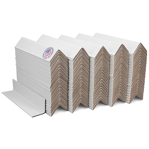 IDL Packaging Cardboard Edge Protector 2" x 2" x 9", Pack of 200 - V-Board Reinforced Cardboard Corners for Shipping - White Kraft Cardboard Corners for Packing - Moving Corner Protectors-DeskLoop Office