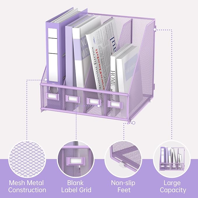 SUPEASY Magazine File Holder Desk Organizer, Metal Binder Holder - Image 4
