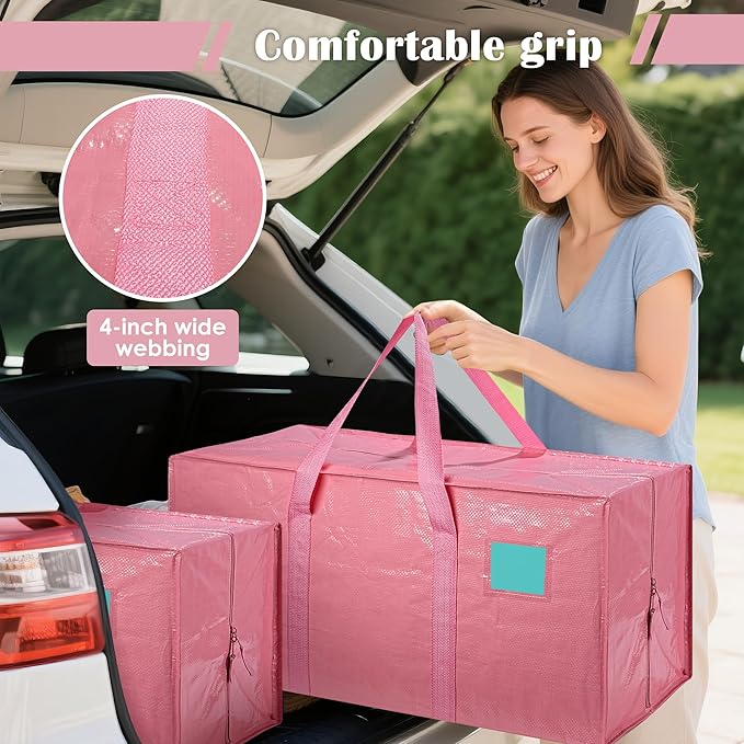 12 Pack Moving Bags with Full-Open Side Zipper, Extra Large 93L Heavy Duty - Image 7