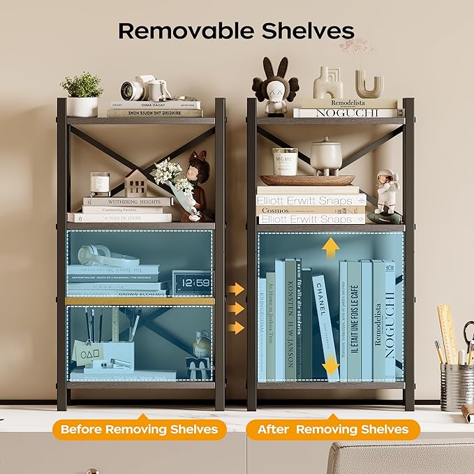 2-Pack Desktop Bookshelf, 4-Tier Stackable Narrow Bookcase, Adjustable - Image 4