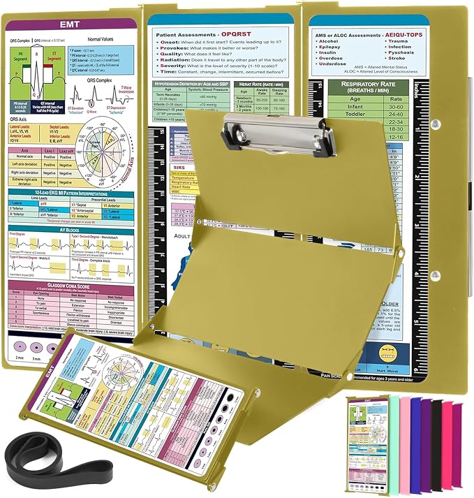 Nursing Clipboard EMT Edition 3 Layers Aluminum Foldable Nurse Clip Board by SCPrintingWorld
