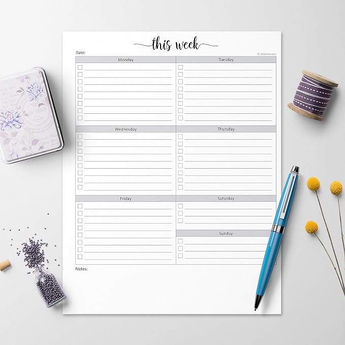 321Done Weekly Checklist Notepad, 8.5x11 Large Letter-Size Desk Pad - Image 3