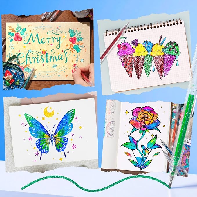 LET'S RESIN PAINT Glitter Gel Pens, 44 Metallic Sparkly Colors Glitter Pen - Image 4
