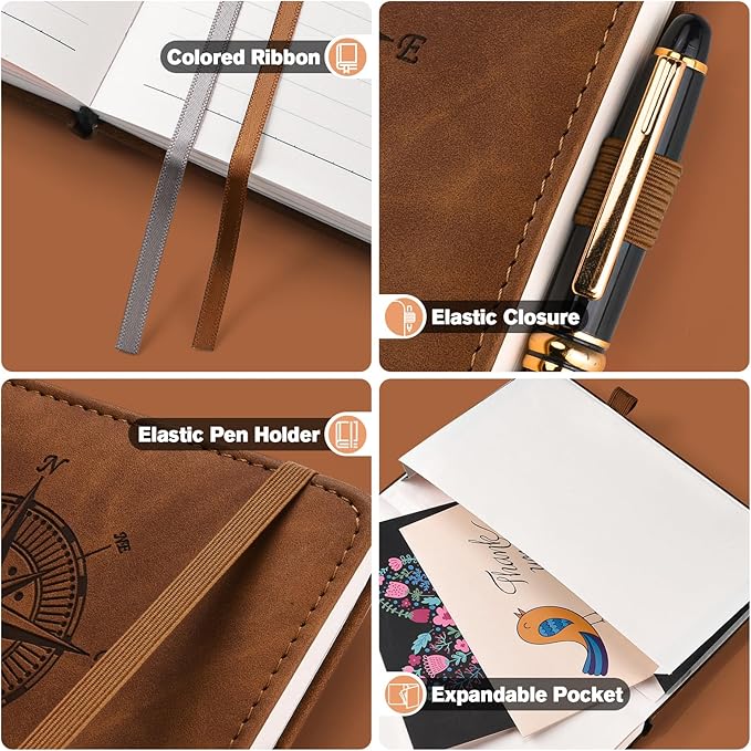 Notebook Journal for Women Men: Leather Journal for Writing, Hardcover College Ruled Journals Notebooks with Thick Paper, Large A5 Daily Journal for Travel, Diary, Gifts for Teens, 5.7"×8.5", Coffee-DeskLoop Office